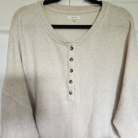 Maurice's Women's Cotton/Polyester Blend Button Crewneck Size XXL in Cream - Picture 2 of 12